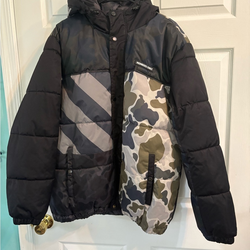 Members Only Black and Camouflage Jacket